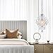 FLSFU Modern Mini Chandelier,White Retro Crystal Light Fixtures Ceiling Mount 1 Light Small Crystal Chandeliers for Bedroom Elegant Hanging Lighting for Girls Room Dining Room Closet Kitchen Island