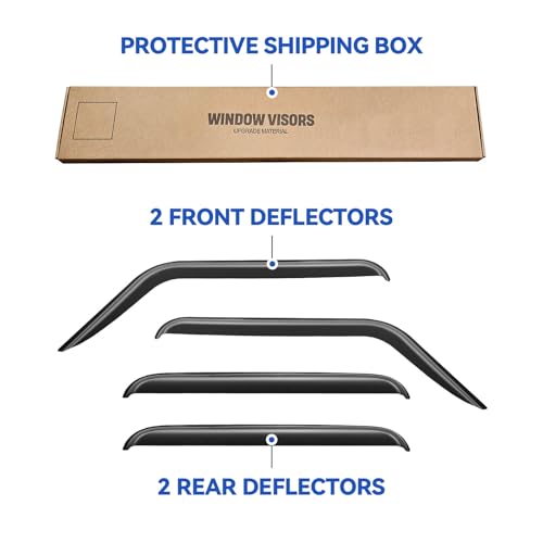 Image of Window Visors Rain Guards for 2018-2026 Jeep Wrangler JL & 2020-2026 Jeep Gladiator, Out-Channel Window Vent Wind Deflectors Visors Shades