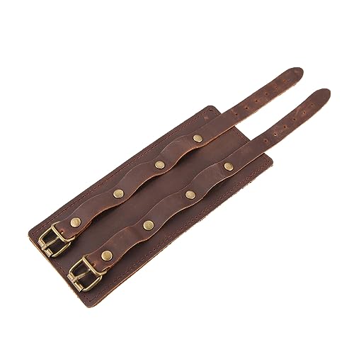 HZMAN Leather Wrist Wallet Cuff Bracelet for Men Hidden Pocket for Cash Invoice Multifunction Handmade Adjustable Brown Bracelet