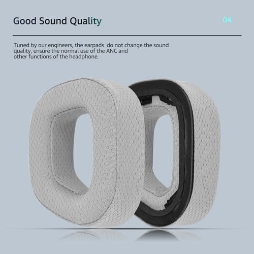 Wzsipod HS80 Coussinets de Rechange pour Casque sans Fil Corsair HS80 Max/HS80 Filaire USB/HS80 RGB, offrant Un Confort, Une épaisseur et Une Isolation Acoustique Haute densité améliorés (Tissu Gris) – vue 5