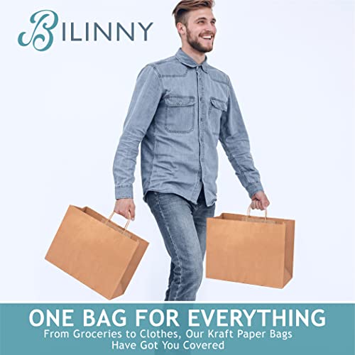 Bilinny Brown Paper Bags With Handles - Large Gift Bags With Handles - 16X6X12 Inches - 50 Pack Kraft Paper Bags - Paper Grocery Bags - Paper Bags For Small Business - Paper Shopping Bags With Handles #TOP5