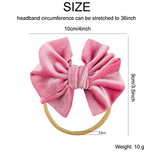 Baby Knot Hair Bows Thin Elastic Stretchy Soft Nude Nylon Headband Hairband Pack2