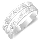 Pregeckit Islamic Ayatul Kursi Adjustable Rings for Women Stainless Steel Muslim Allah Quran Openable Ring Arabic Calligraphy Islam Eid Islamic Jewelry Gifts (Silver)