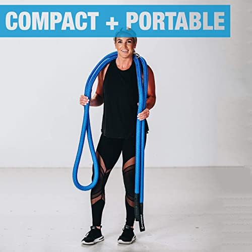 HYPERWEAR Hyper Rope Short Heavy Metal Core Small Space Patented Battle Rope Get Full Size Rope Cardio Strength in Under 6ft Space, No Anchor Needed