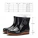 Laple Men's Rain Boots Hardwearing Anti-skidding Patchwork Slip On Waterproof Non-Slip Plastic Cement Rain Boots Rain Ankle Boots (8) Black