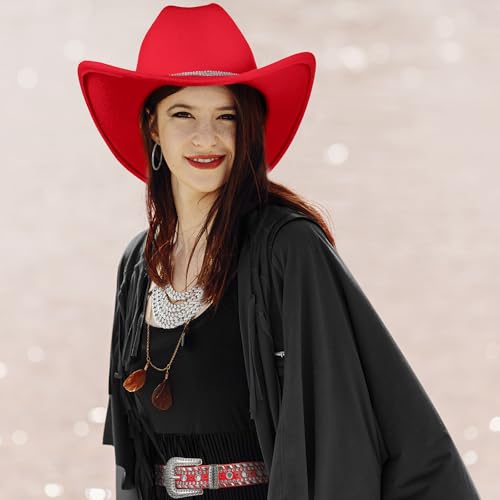 Image of Tisancy 4 Pcs Rhinestone Belt for Men Women Glitter Cowboy Hat Diamond Chain Earring Outfit for Party Supplies