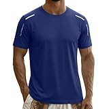 Mens Workout Shirts Breathable Quick Dry Short Sleeve Athletic Shirts Moisture Wicking Gym Running Tee Tops Navy