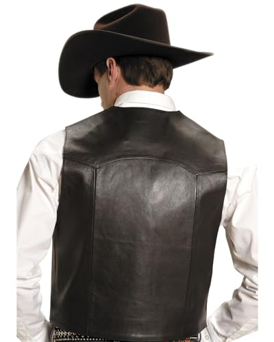 MENS BROWN LEATHER NOTCH COLLAR VEST3