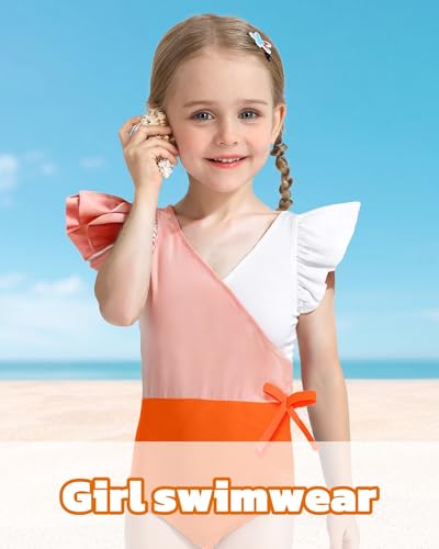 Image of Mioglrie Toddler Baby Swimsuit Girl Bathing Suit Girl 2T 3T 4T 5T 6T Girls One Piece Swimsuits Color Block Swimwear