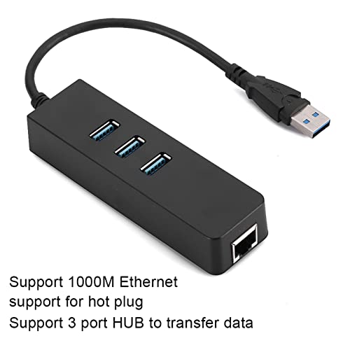 KIMISS Adapter USB Ethernet z 3 -portową Konwerterem DM HE27 RTL8153 USB 3.0 na Komputery PC, Laptopy, z dużą prędkością Gigabit Połączenia