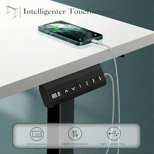JUMMICO Dual-Motor Tischgestell Höhenverstellbar mit 3 Speicherhöhen – Ansicht 4