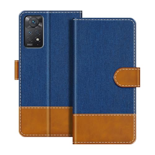 UOGNADGD ���U�[�t���b�v�E�H���b�g�P�[�X Xiaomi Redmi Note 12 Pro 4G �Ƃ̌݊������� �J�[�h�z���_�[�t�� �d�b�J�o�[ RFID�u���b�N �}�O�l�b�g�N���[�W���[���L�b�N�X�^���h (�u���[)