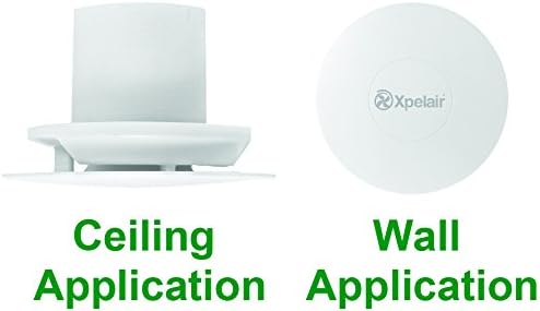 Diagram showing ceiling and wall application of the Xpelair C4HTR fan