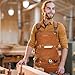 WELKINLAND 16-Pockets Waxed-Canvas Tool Apron, Heavy-Duty Woodwork Aprons, Fully-Adjustable Carpenter Apron, 34