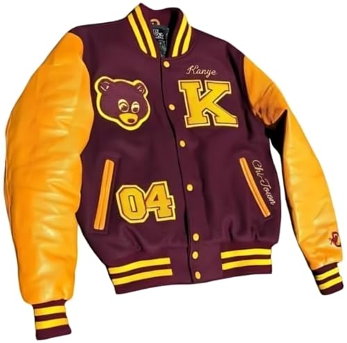 The College Dropout Kanye Premium Classic Snap Button Vintage Baseball Varsity Jacket | Men's Bomber Jacket
