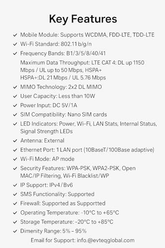 Image of EVteQ 4G LTE 2 LAN /WAN Wireless Router Mobile Sim Based Router with Four Antenna, Output 4G /5G /2.4Ghz, Plug and Play, Ethernet Port: 1 LAN Port, Wi-Fi 6,All 4G /5G Sim Card Support