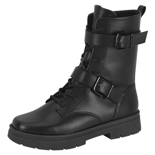 Bota Coturno Vizzano Tratorado Feminina Biker Fivela Fashion (Preto, BR, Adulto, Numérico, 38)