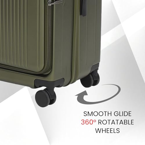 Image of SWISS MILITARY Black Gold Collection Jade Hard Top Trolley Bag, Durable PC Luggage with TSA Lock, 8,Wheel Spinner, Expandable Storage & Anti,Theft Zipper, 56L Travel Suitcase in Olive, 20 Inch