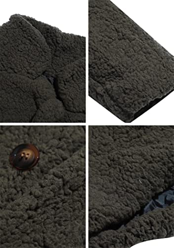 OMZIN Chaqueta De Invierno Para Mujer Abrigo Corto Abierto De Manga Larga De Lana Sintética Con Bolsillos Chaqueta Cárdigan Prendas De Vestir Exteriores De Felpa Verde Militar S - imagen 3