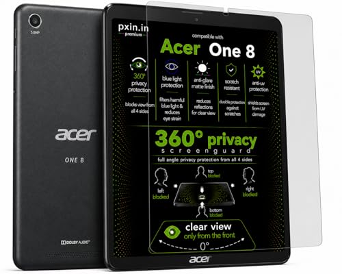 Image of Pxin 360 Pro Privacy Screen guard compatible with Acer One 8 | Anti Glare | Anti UV | Anti Blue | Anti Reflection | Privacy Filter | Unbreakable Build