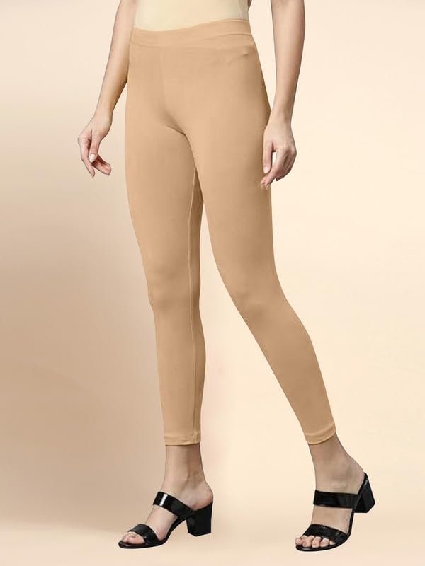 Image of TRENDMALLS Women's Microfiber Elastane Stretch Soft Cropped Leggings with Ultrasoft Waistband for Women