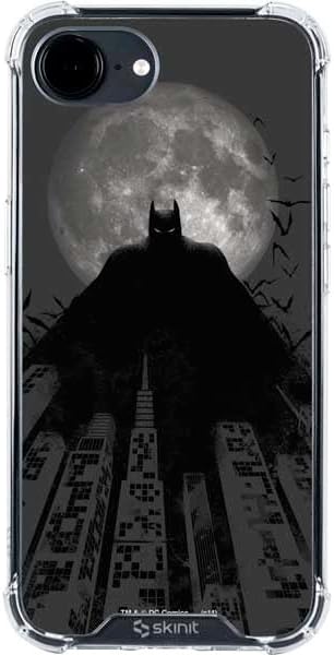 Skinit Clear Phone Case Compatible with iPhone 16e - Officially Licensed DC Comics Batman On City with Moon Art Design