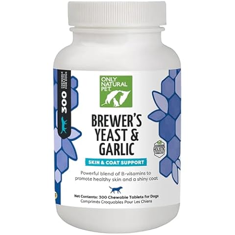 Only Natural Pet Brewer's Yeast & Garlic Chewables - All-Natural Flea & Tick Prevention for Dogs - Fortified with B Vitamins - Promotes Healthy Skin & Coat - 300 Count Tablet (Single) Cover