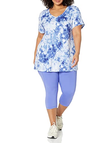 Amazon Essentials Women's Tech Stretch Short-Sleeve V-Neck T-Shirt (Available In Plus Size), Pack Of 2, Navy/Tie Dye, 5X #TOP6