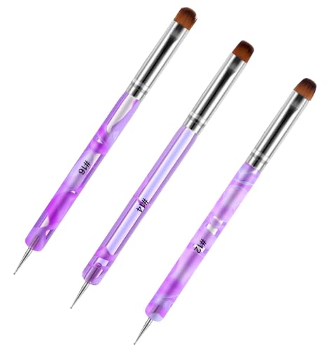 3pcs French Manicure Brush Set, Double-Ended Art Pen for Professional Painting, Size 1214 & 16