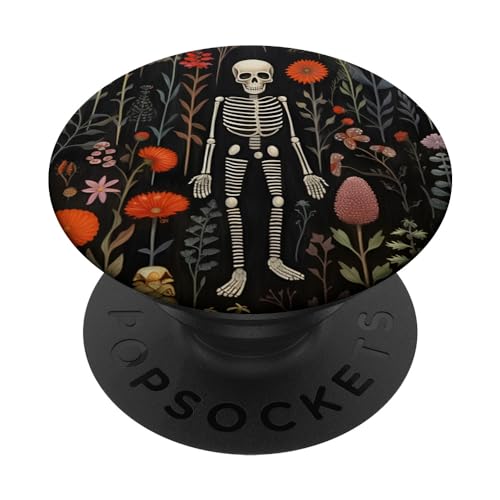 Esqueleto Dark Wildflower Skull Floral Gothic Flowers PopSockets PopGrip Intercambiable