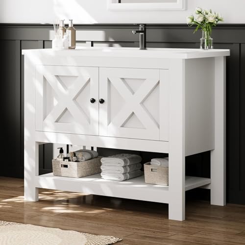 4ever2buy 36 Inch Bathroom Vanity with Sink, Farmhouse Bathroom Vanity