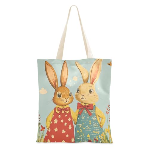 Bolsa de lona personalizable con diseño de conejo Mr & Mrs Rabbit para mujer, Mr & Mrs Rabbit, 1 size