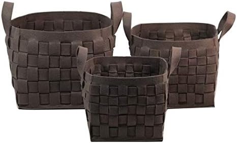 Set of Brown Felt Storage Baskets