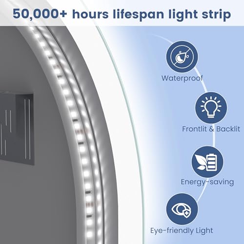 STARLEAD 40"x24" Oval LED Bathroom Mirror with Bluetooth Speaker, Dimmable Lighting, 3 Color Modes, Anti-Fog, Touch Control Wall Mounted Vanity Mirror by STARLEAD - Image 5