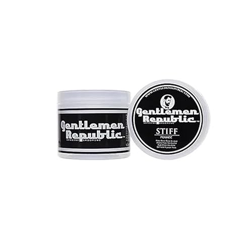 Gentlemen Republic Pomada STIFF de 4 onzas, ligera, de alta sujeción y brillo, ideal para cabello grueso, libre de alcohol y parabenos, fabricada en