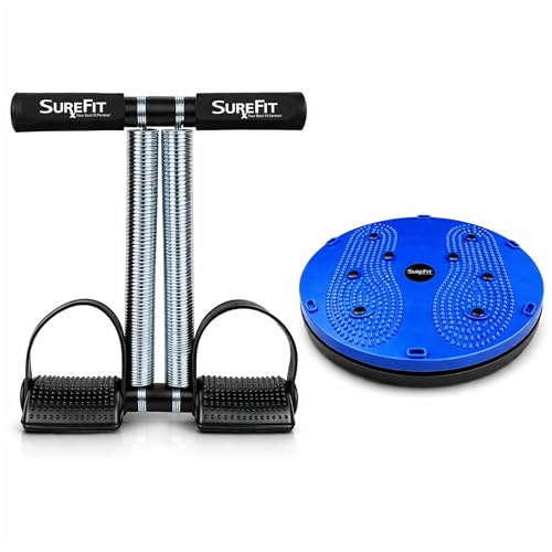 SUREFIT Double Spring Tummy Trimmer with Twister Board | Abdominal Exerciser | Home Gym Equipment for Abs Workout, Waist Slimming, Core Strength & Weight Loss