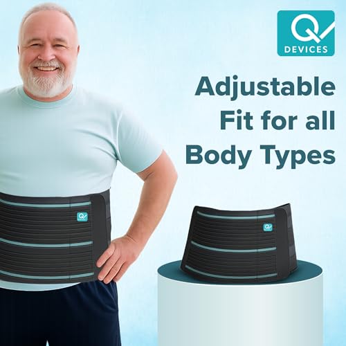 Image of Q DEVICES Abdominal Support Belt for Men & Women - Anti-Roll Waist Trimmer with Nylon Reinforcement - Adjustable Compression Wrap for Posture, Lower Back Relief & Core Support - Fits 24-44 inch
