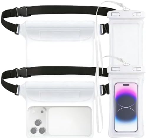Bolsa impermeable transparente - 4 unidades, funda impermeable para teléfono móvil, bolsa impermeable para el vientre con correa ajustable, IPX8, bolsa impermeable para actividades al aire