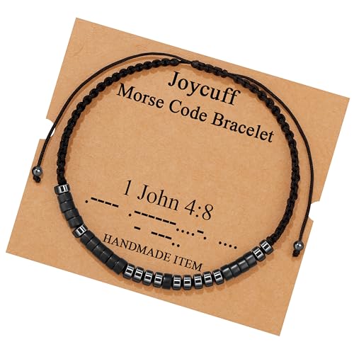 JoycuFF Inspirational 𝗠𝗼𝗿𝘀𝗲 𝗖𝗼𝗱𝗲 𝗕𝗿𝗮𝗰𝗲𝗹𝗲𝘁𝘀 𝗳𝗼𝗿 𝗪𝗼𝗺𝗲𝗻 Men Secret Message Obsidian Beads 𝗛𝗮𝗻𝗱𝗺𝗮𝗱𝗲 Woven Jewelry 𝗕𝗶𝗿𝘁𝗵𝗱𝗮𝘆 Gifts for Her