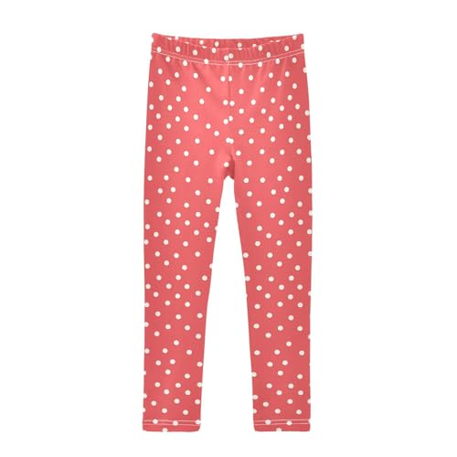 KLL Polka White Dots on Red Background Toddler Girls Leggings Stretch High Waisted Lounge Pants Exercise