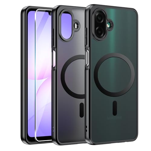 Effcotuo Funda Magnética para Samsung Galaxy A07 4G Case con MagSafe con 2 Piezas Protector de Pantalla Cristal Templado, Acrílico Carcasa Respaldo Translúcida Mate Antigolpes Cover