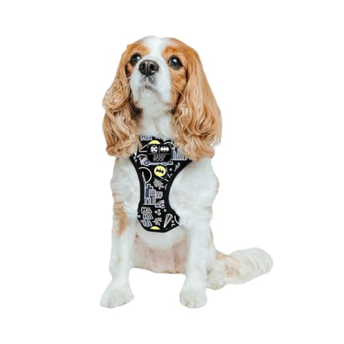 Sassy Woof Dog Adjustable Harness - Batman™ - S, Breathable Mesh, No Pull Design with Two D-Rings, Patented Design, Perfect for Small Dogs and Puppies - Officially Licensed