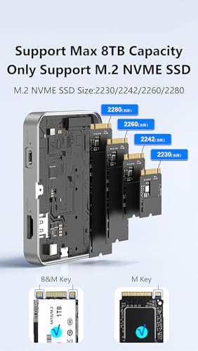 Image of INICIO 10Gbps Magnetic M.2 NVMe MagSafe SSD Enclosure & USB C 100W PD HDMI Hub for iPhone 17 16 15 Pro Max ProRes MacBook iPad Pro S26 S25 Android, Support Size 2230 /2242 /2260 /2280 (SSD NOT Included)