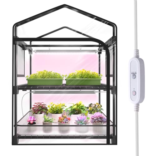 SpeePlant Mini Indoor Greenhouse with Grow Light, 2-Tier