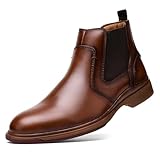 Arkbird Men's Chelsea Boots Zip Ankle Dress Boot Genuine Leather Boots for Casual and Formal
