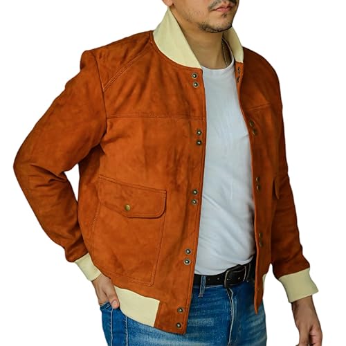 Image of Jild Varsity Style Leather Bomber Jacket Men - Casual Fashion Real Suede Classic MA-1 Leather Jacket Men