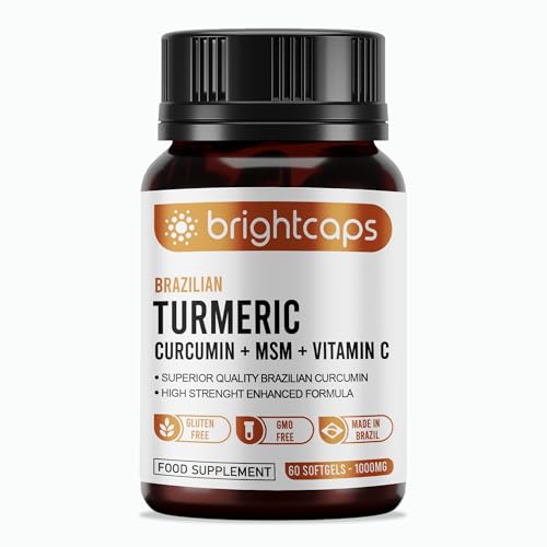 MSM (Methylsulfonylmethane) with Turmeric Full Spectrum Curcumin (95% Curcuminoids) & Vitamin C | Immune System & Health Support | Joint Care Support | 1000mg Sofgels