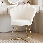 Hawthyhome Accent Chair Modern Occasional Tub, Chair Dressing Chair for Home, petal backrest armchair with metal legs gold, up to130 KG Load Capacity White