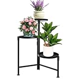 KISENG 3 Tier Plant Stand Indoor, Metal Plant Shelf Outdoor, Foldable Corner Tall Plant Rack for Multiple Plants, Flower Pot Holder Display Stand for Living Room Patio Home Decor for Gardening