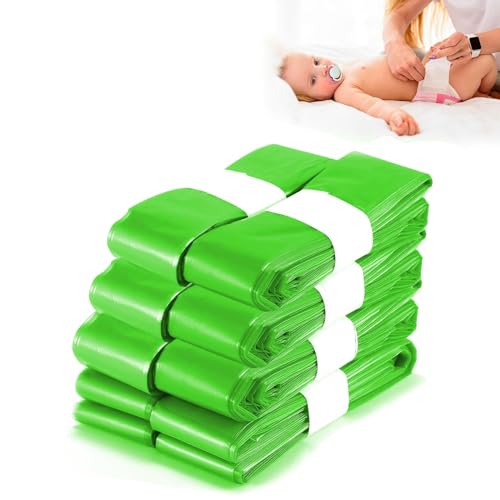 10 Pack Nappy Bin Refills, Scented Nappy Bags Diaper Pail Refill Bags Compatible With Tommee Tippee/Twist and Click/Genie/Angelcare Refill Cassettes (Green)
